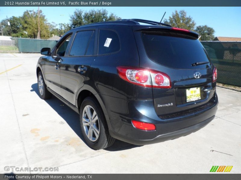 Pacific Blue Pearl / Beige 2012 Hyundai Santa Fe Limited V6