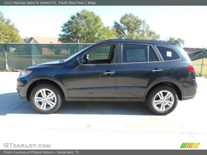 Pacific Blue Pearl / Beige 2012 Hyundai Santa Fe Limited V6