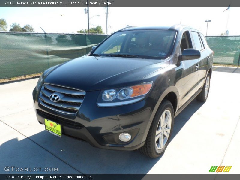 Pacific Blue Pearl / Beige 2012 Hyundai Santa Fe Limited V6