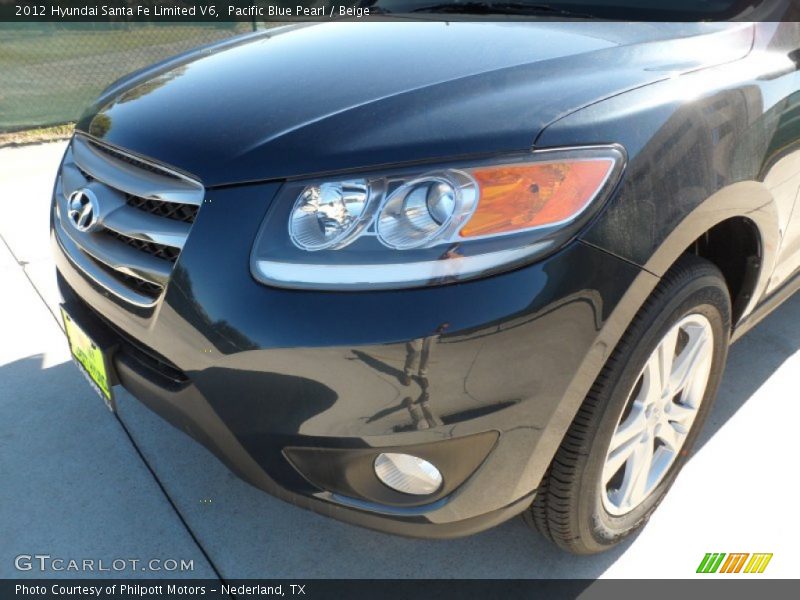 Pacific Blue Pearl / Beige 2012 Hyundai Santa Fe Limited V6