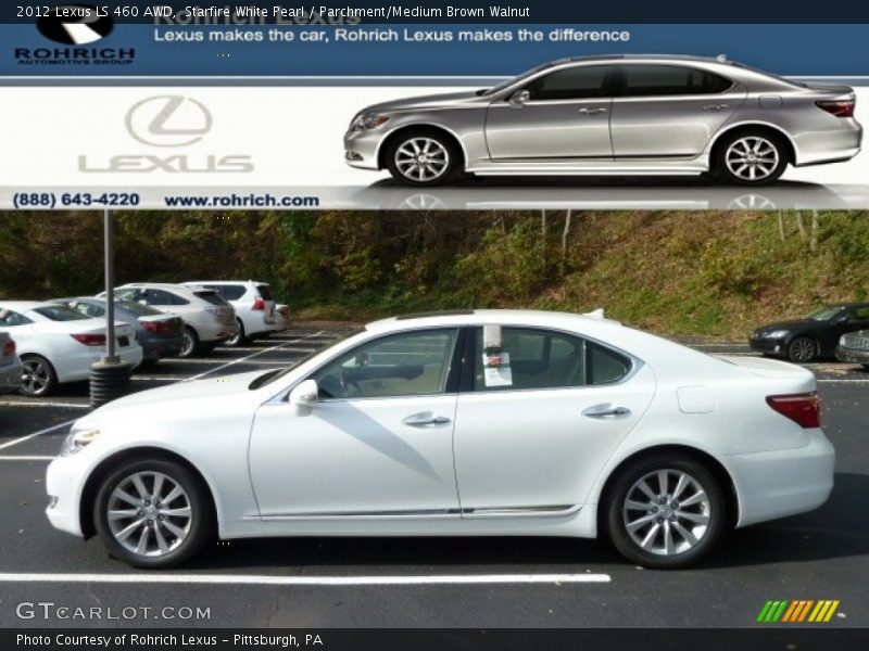 Starfire White Pearl / Parchment/Medium Brown Walnut 2012 Lexus LS 460 AWD