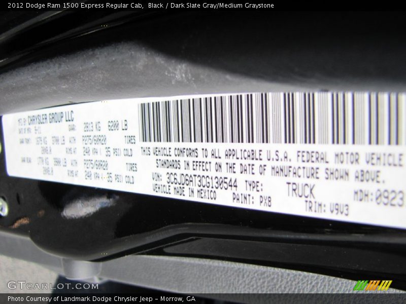 Black / Dark Slate Gray/Medium Graystone 2012 Dodge Ram 1500 Express Regular Cab