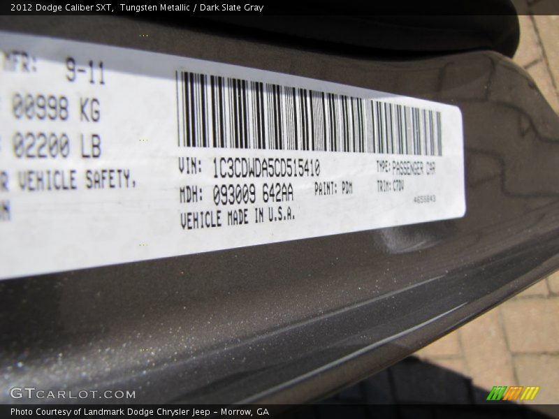 Tungsten Metallic / Dark Slate Gray 2012 Dodge Caliber SXT