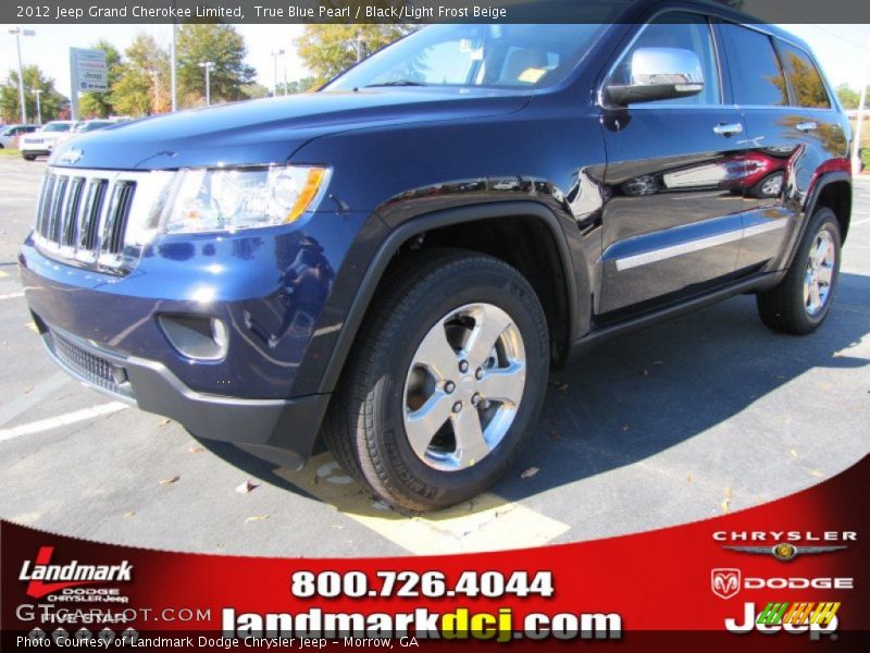 True Blue Pearl / Black/Light Frost Beige 2012 Jeep Grand Cherokee Limited