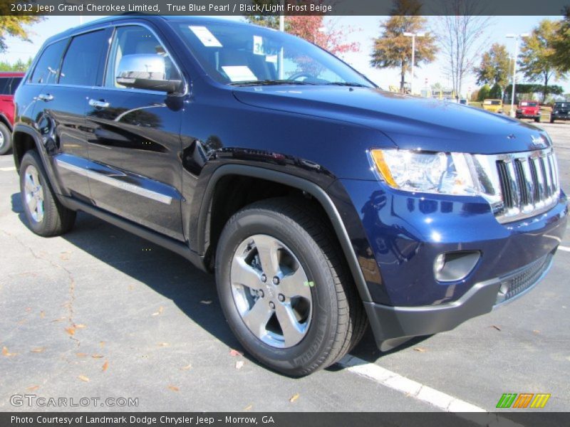 True Blue Pearl / Black/Light Frost Beige 2012 Jeep Grand Cherokee Limited