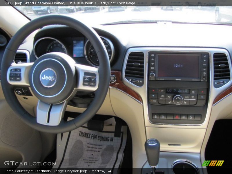 True Blue Pearl / Black/Light Frost Beige 2012 Jeep Grand Cherokee Limited