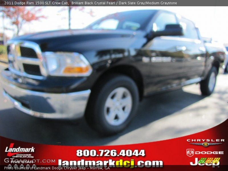 Brilliant Black Crystal Pearl / Dark Slate Gray/Medium Graystone 2011 Dodge Ram 1500 SLT Crew Cab
