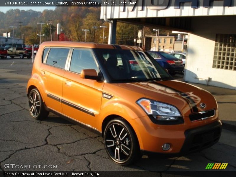 Ignition Orange / Black Soul Logo Cloth 2010 Kia Soul Ignition Special Edition