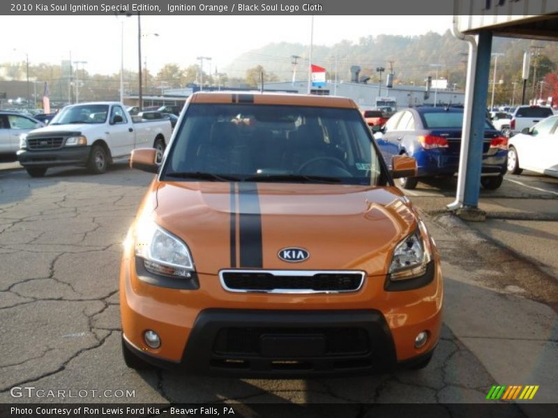 Ignition Orange / Black Soul Logo Cloth 2010 Kia Soul Ignition Special Edition