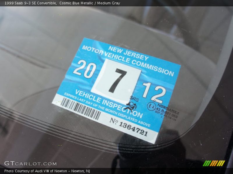 Cosmic Blue Metallic / Medium Gray 1999 Saab 9-3 SE Convertible