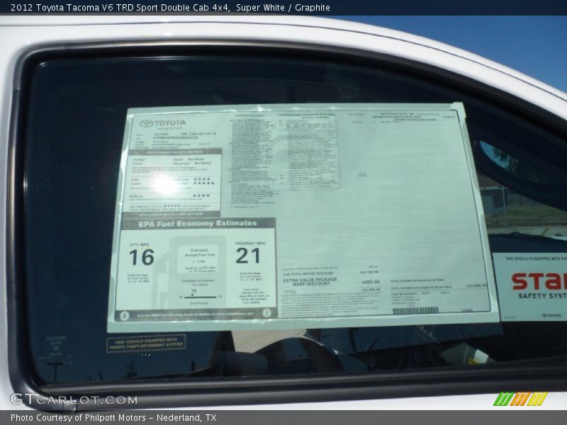 Super White / Graphite 2012 Toyota Tacoma V6 TRD Sport Double Cab 4x4