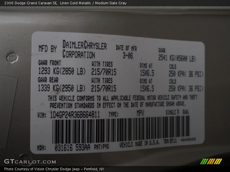 Linen Gold Metallic / Medium Slate Gray 2006 Dodge Grand Caravan SE