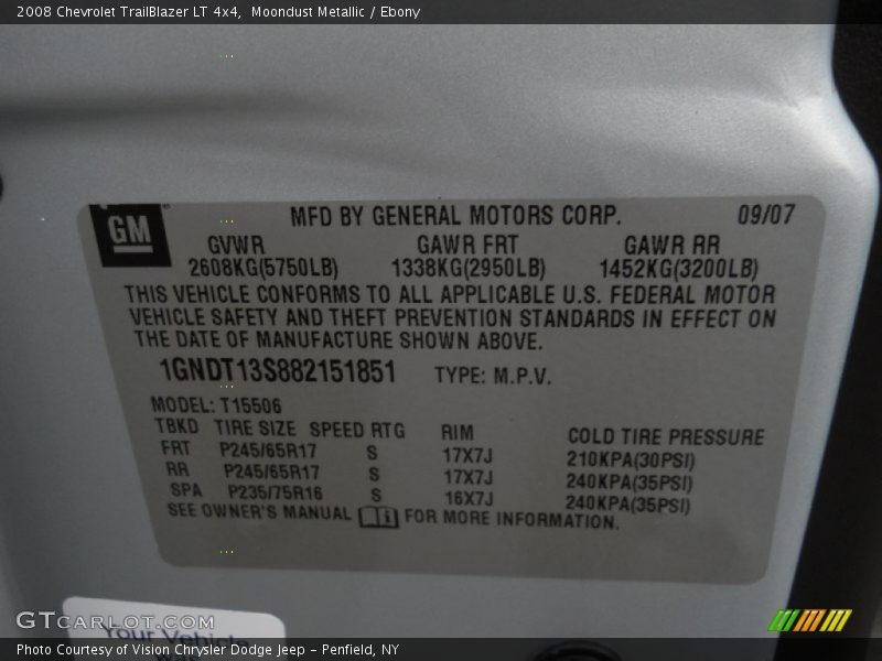 Moondust Metallic / Ebony 2008 Chevrolet TrailBlazer LT 4x4