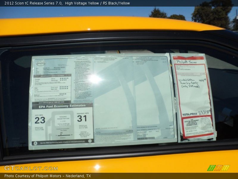 High Voltage Yellow / RS Black/Yellow 2012 Scion tC Release Series 7.0