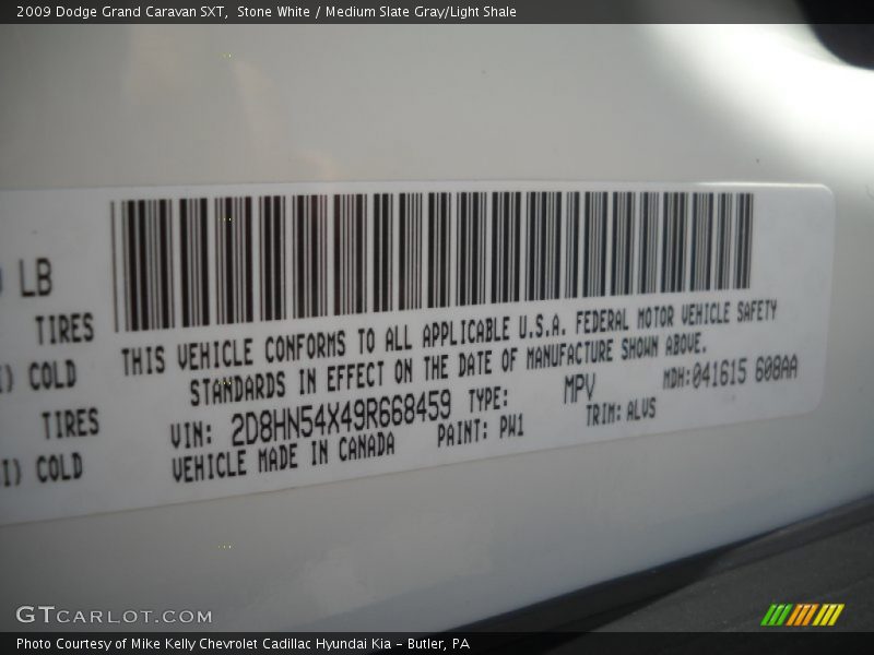 Stone White / Medium Slate Gray/Light Shale 2009 Dodge Grand Caravan SXT