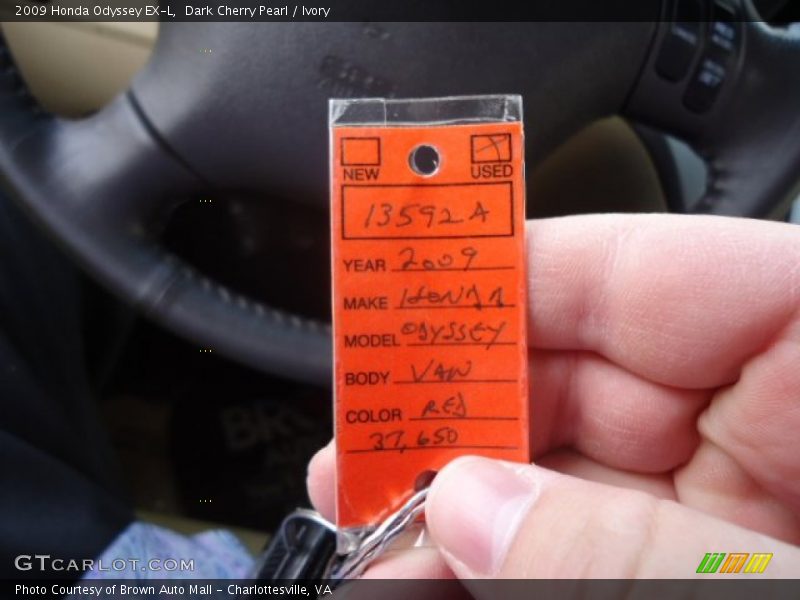 Dark Cherry Pearl / Ivory 2009 Honda Odyssey EX-L