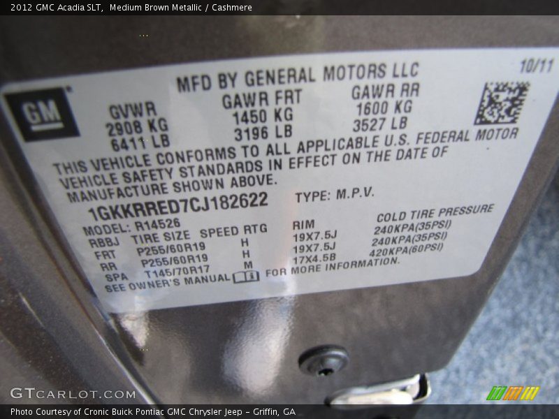 Medium Brown Metallic / Cashmere 2012 GMC Acadia SLT