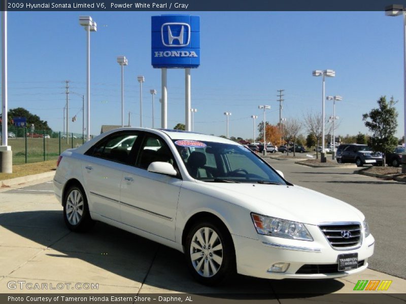 Powder White Pearl / Gray 2009 Hyundai Sonata Limited V6
