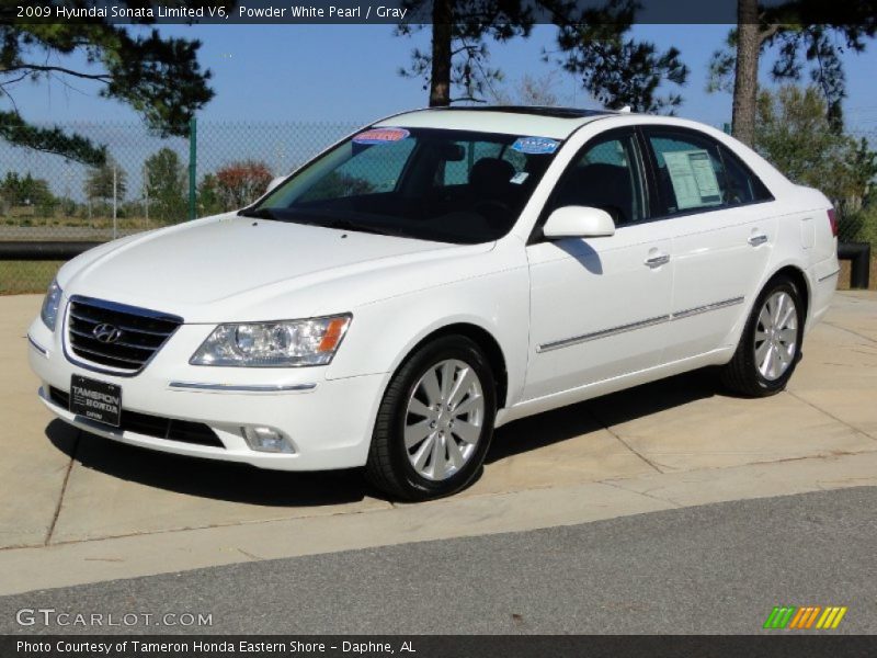 Powder White Pearl / Gray 2009 Hyundai Sonata Limited V6