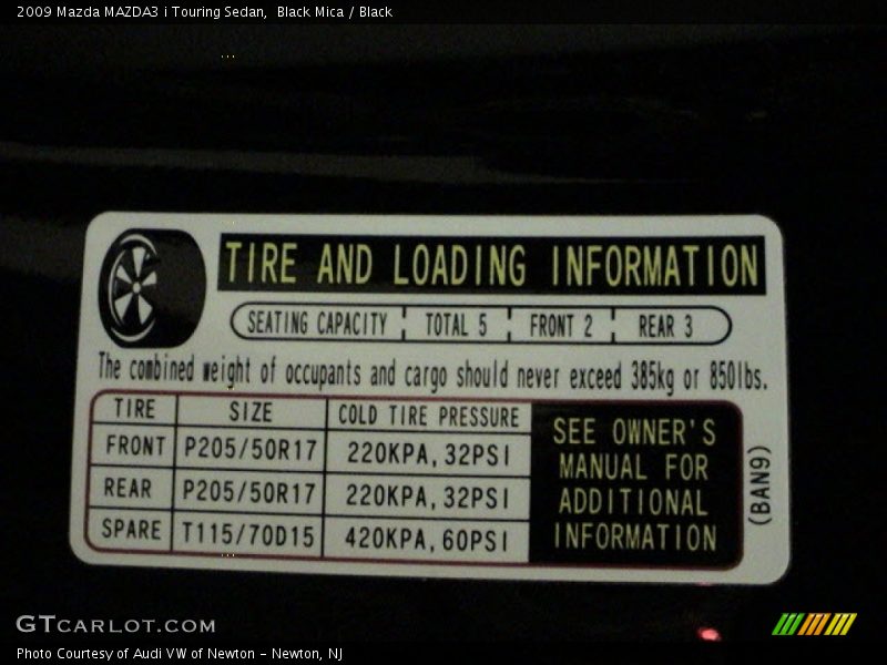Black Mica / Black 2009 Mazda MAZDA3 i Touring Sedan