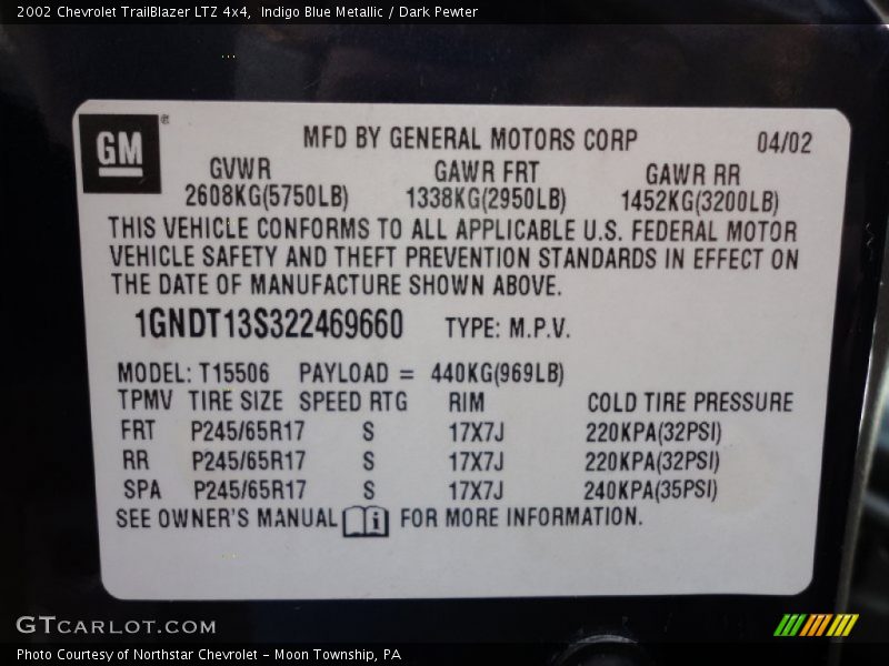 Indigo Blue Metallic / Dark Pewter 2002 Chevrolet TrailBlazer LTZ 4x4