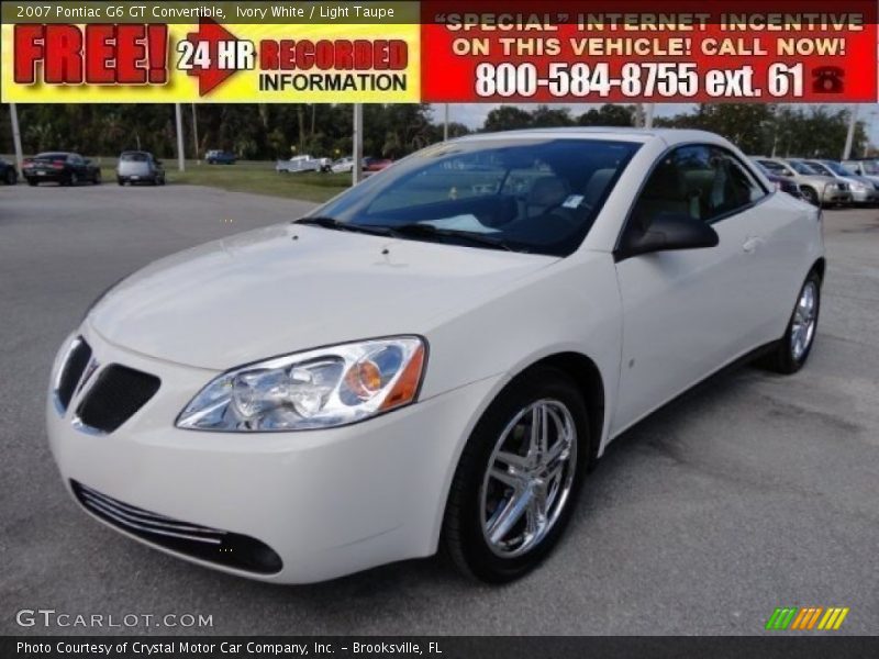 Ivory White / Light Taupe 2007 Pontiac G6 GT Convertible
