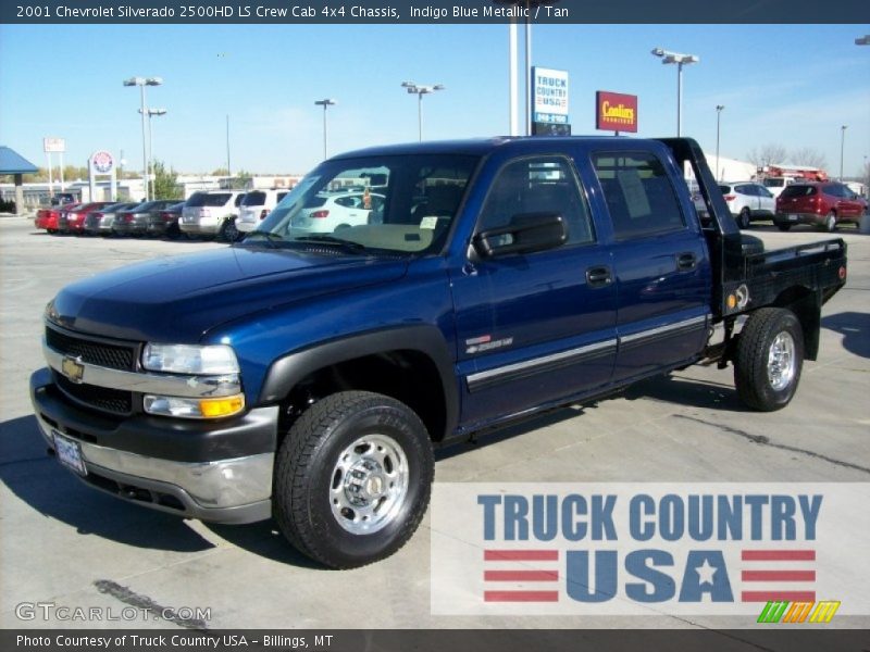 Indigo Blue Metallic / Tan 2001 Chevrolet Silverado 2500HD LS Crew Cab 4x4 Chassis