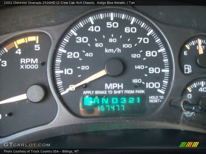 Indigo Blue Metallic / Tan 2001 Chevrolet Silverado 2500HD LS Crew Cab 4x4 Chassis