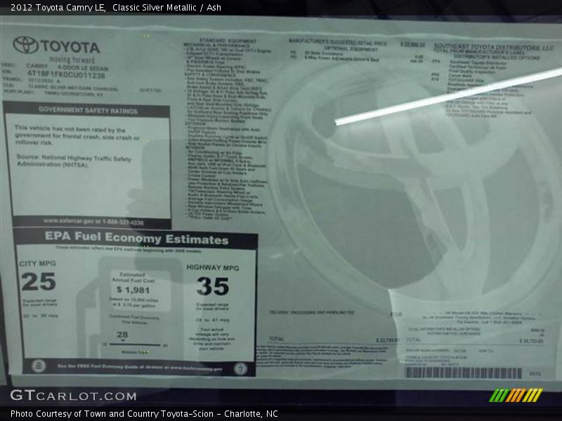 Classic Silver Metallic / Ash 2012 Toyota Camry LE