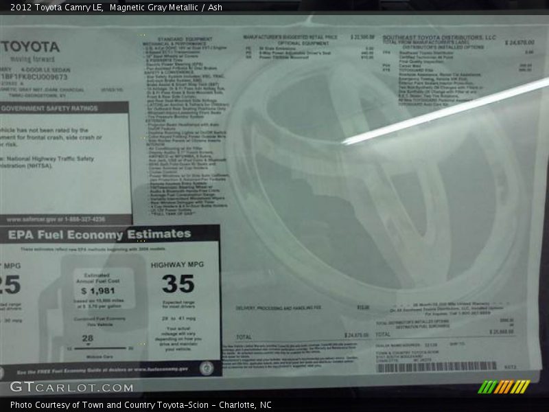 Magnetic Gray Metallic / Ash 2012 Toyota Camry LE