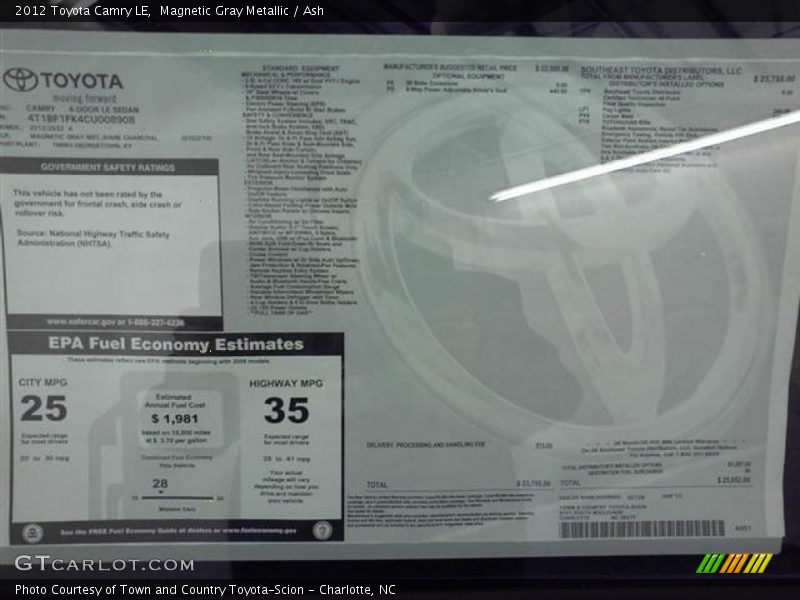 Magnetic Gray Metallic / Ash 2012 Toyota Camry LE