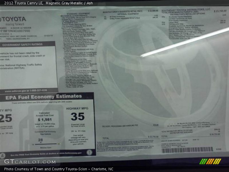 Magnetic Gray Metallic / Ash 2012 Toyota Camry LE