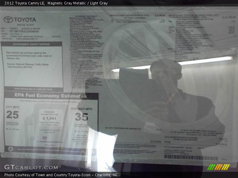 Magnetic Gray Metallic / Light Gray 2012 Toyota Camry LE