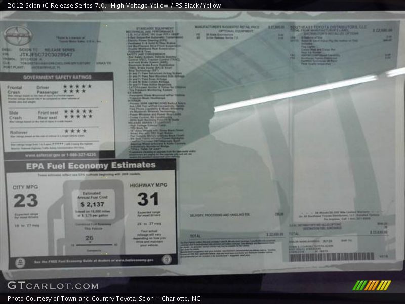 High Voltage Yellow / RS Black/Yellow 2012 Scion tC Release Series 7.0