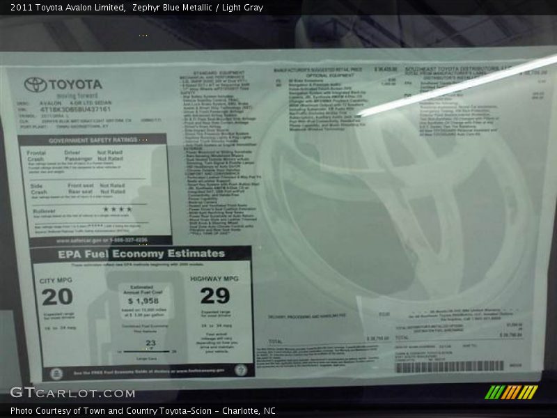 Zephyr Blue Metallic / Light Gray 2011 Toyota Avalon Limited