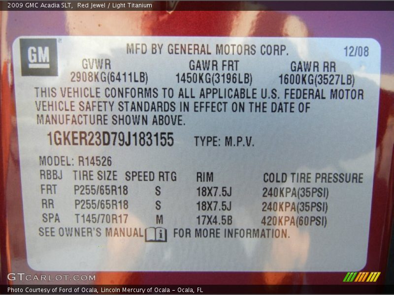 Red Jewel / Light Titanium 2009 GMC Acadia SLT