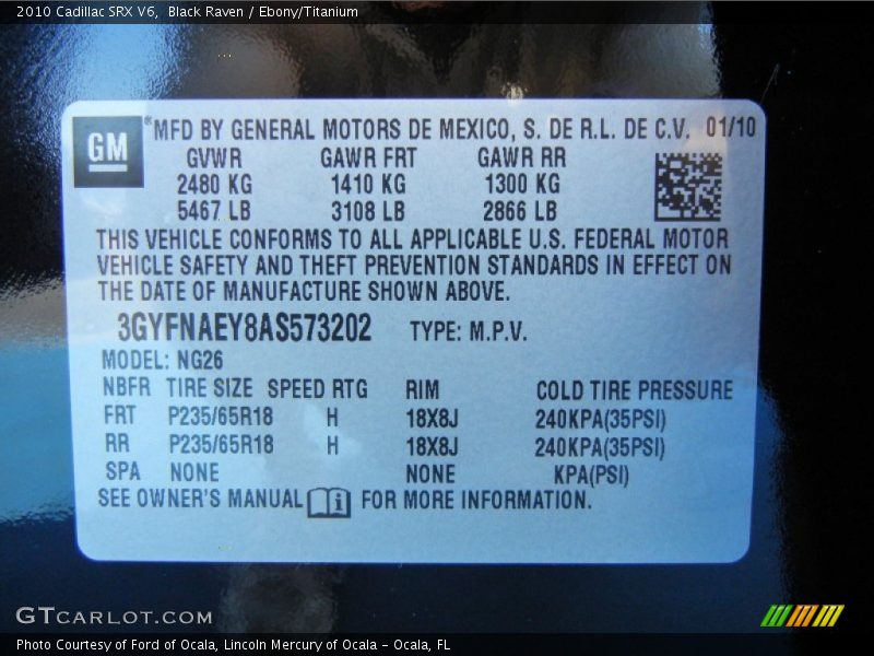 Black Raven / Ebony/Titanium 2010 Cadillac SRX V6