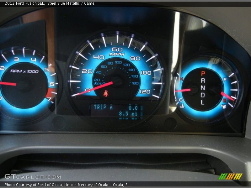 Steel Blue Metallic / Camel 2012 Ford Fusion SEL