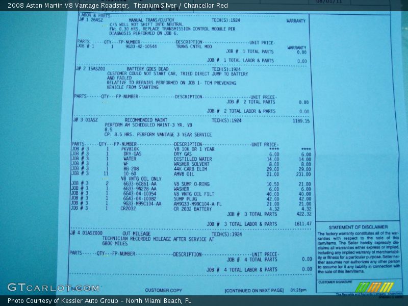Books/Manuals of 2008 V8 Vantage Roadster