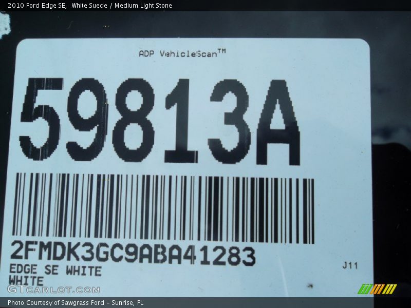 White Suede / Medium Light Stone 2010 Ford Edge SE
