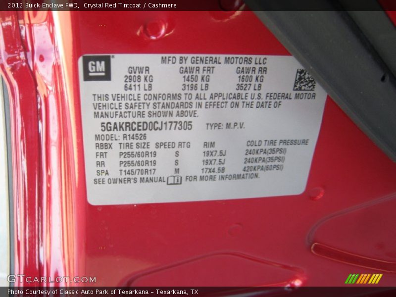 Crystal Red Tintcoat / Cashmere 2012 Buick Enclave FWD