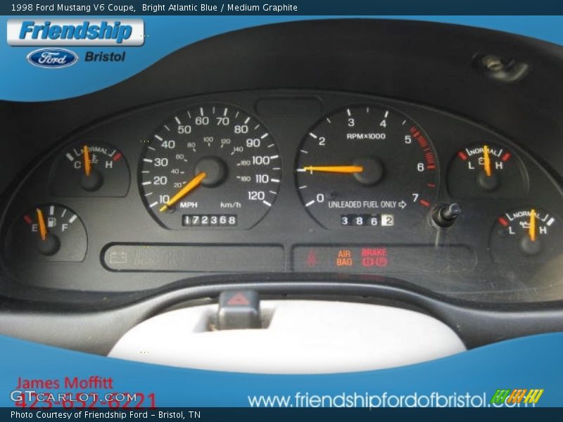 Bright Atlantic Blue / Medium Graphite 1998 Ford Mustang V6 Coupe