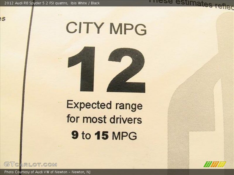  2012 R8 Spyder 5.2 FSI quattro Window Sticker