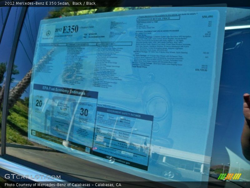  2012 E 350 Sedan Window Sticker