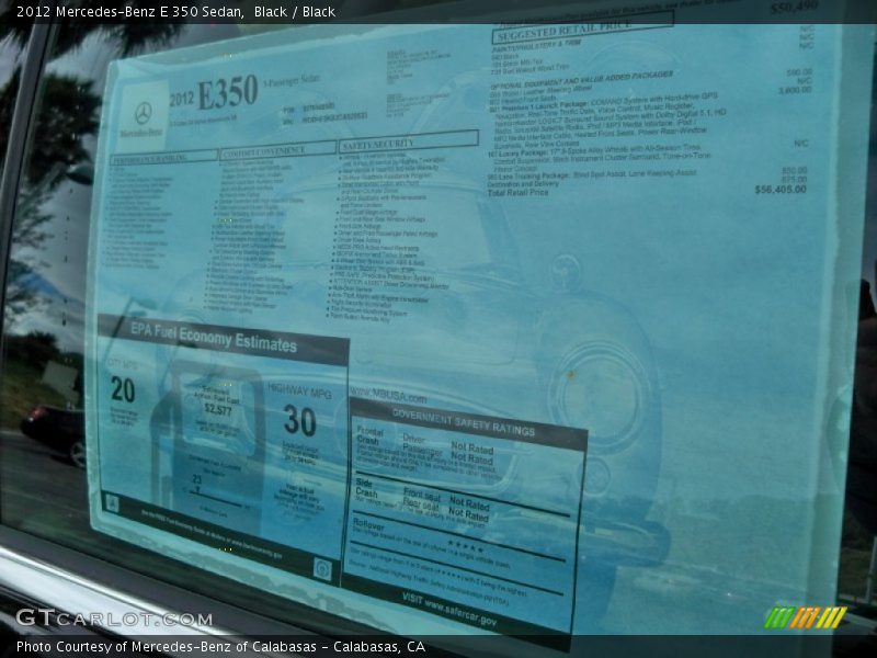  2012 E 350 Sedan Window Sticker