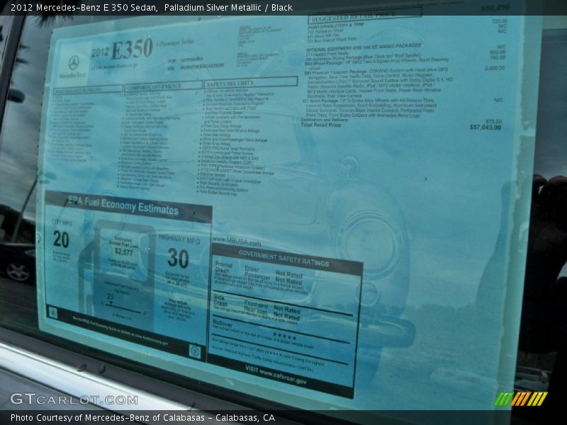  2012 E 350 Sedan Window Sticker
