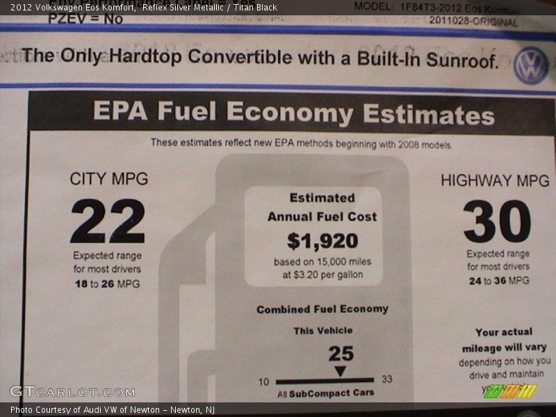Reflex Silver Metallic / Titan Black 2012 Volkswagen Eos Komfort