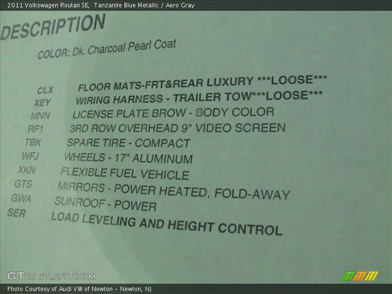 Tanzanite Blue Metallic / Aero Gray 2011 Volkswagen Routan SE