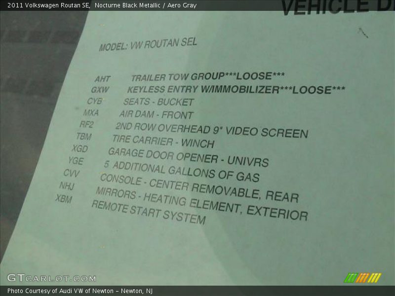 Nocturne Black Metallic / Aero Gray 2011 Volkswagen Routan SE