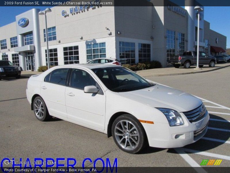 White Suede / Charcoal Black/Red Accents 2009 Ford Fusion SE